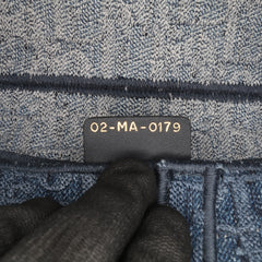 Oblique Embroidered Denim Saddle Bag