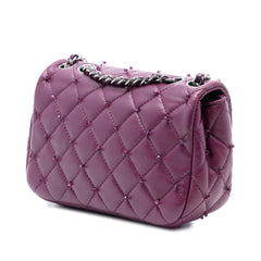 Extra Mini Rectangular Lambskin Beaded Single Flap