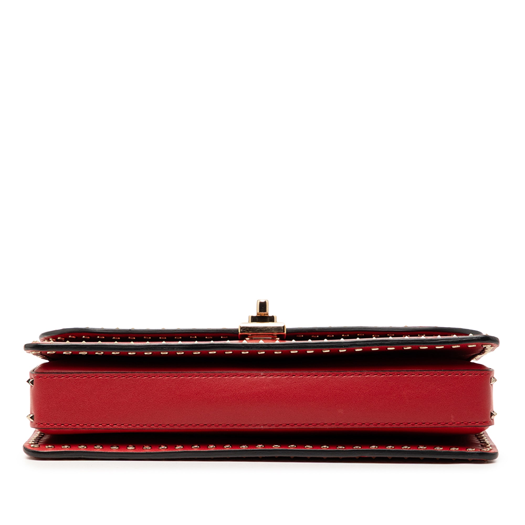 Leather Rockstud Turnlock Chain Crossbody