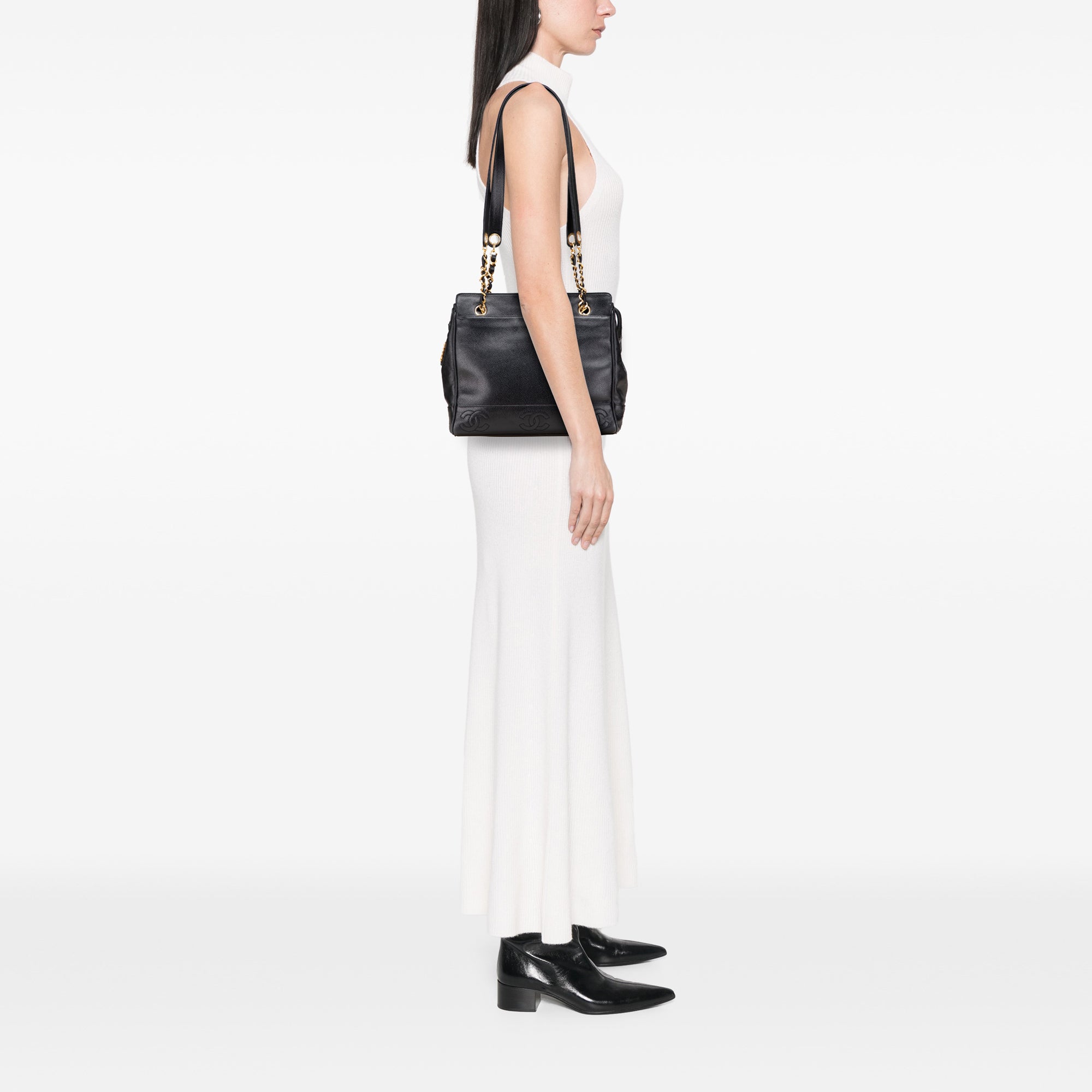 Triple CC Caviar Shoulder Bag