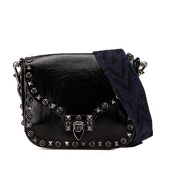 Craquele Calfskin Guitar Strap Rockstud Rolling Flap Crossbody