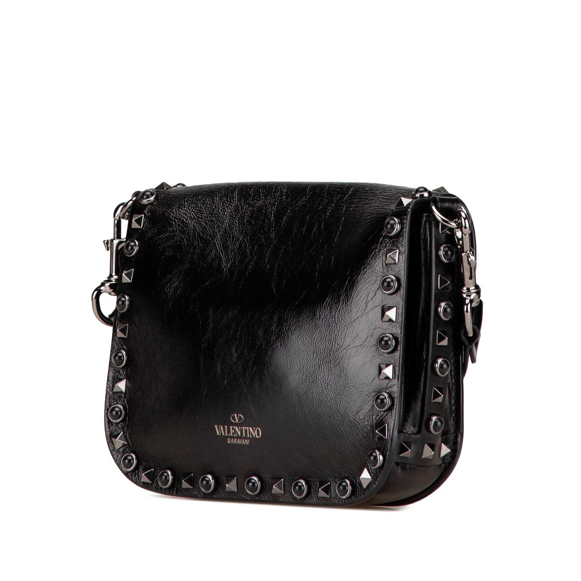 Craquele Calfskin Guitar Strap Rockstud Rolling Flap Crossbody