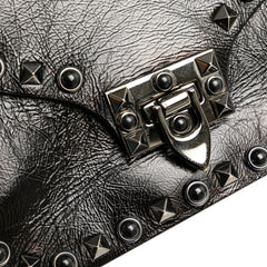 Craquele Calfskin Guitar Strap Rockstud Rolling Flap Crossbody