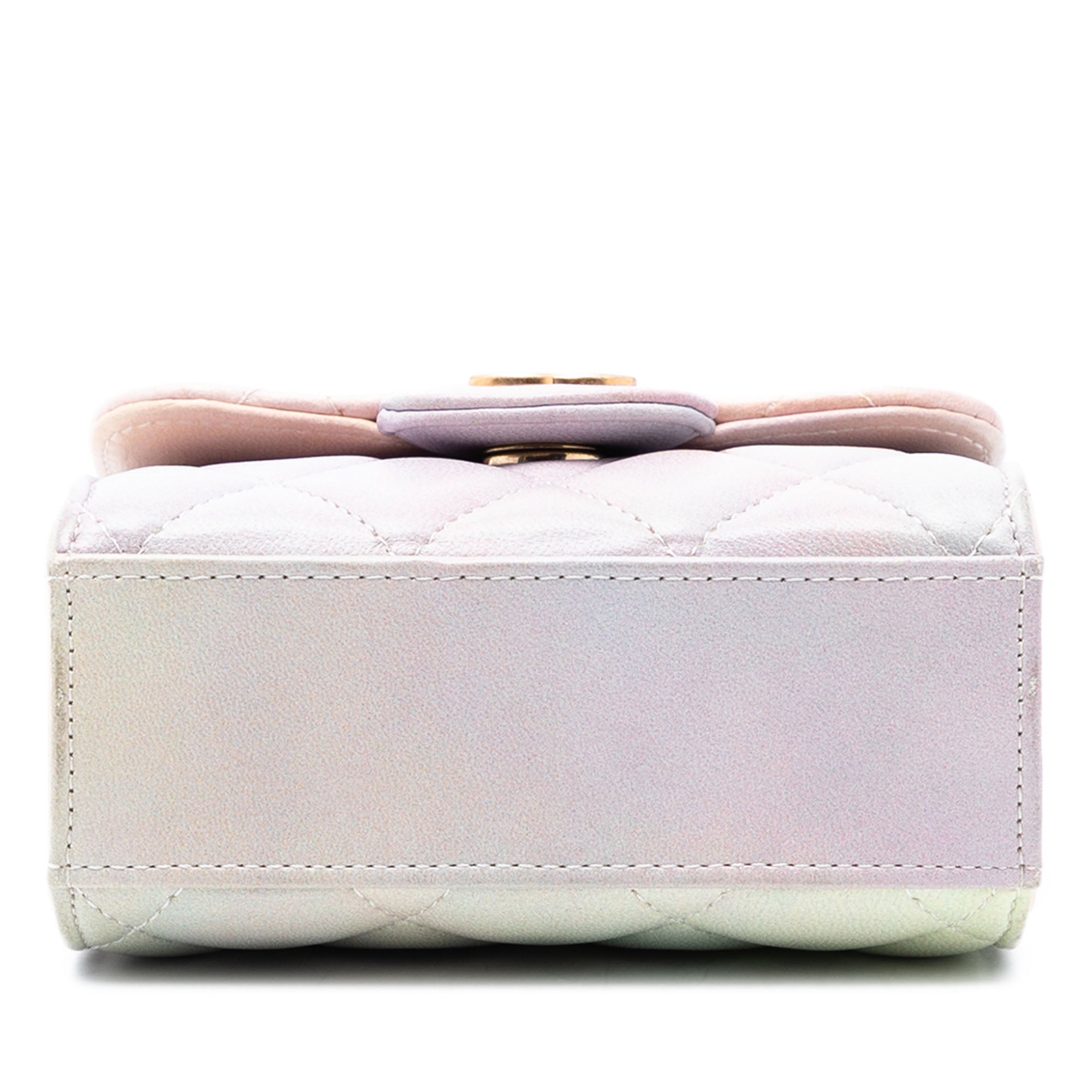 CC Quilted Lambskin Ombre Top Handle Flap Clutch With Chain