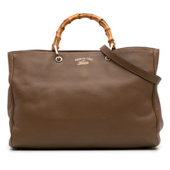 Large Calfskin Bamboo Shopper Satchel