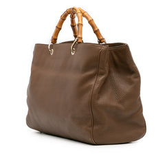 Large Calfskin Bamboo Shopper Satchel