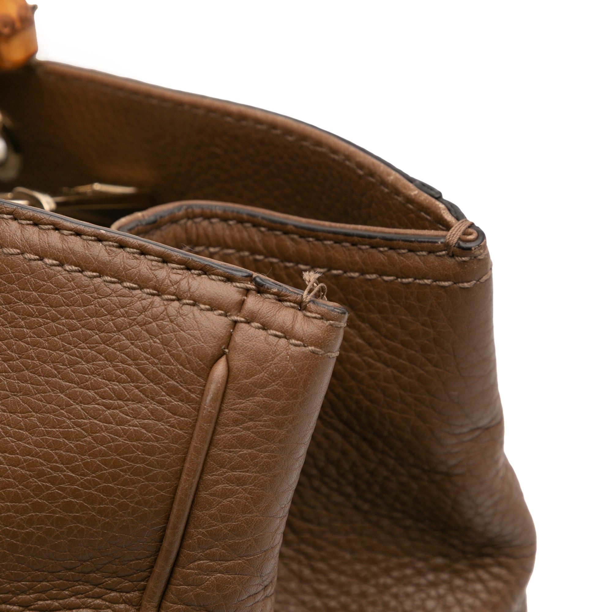 Large Calfskin Bamboo Shopper Satchel