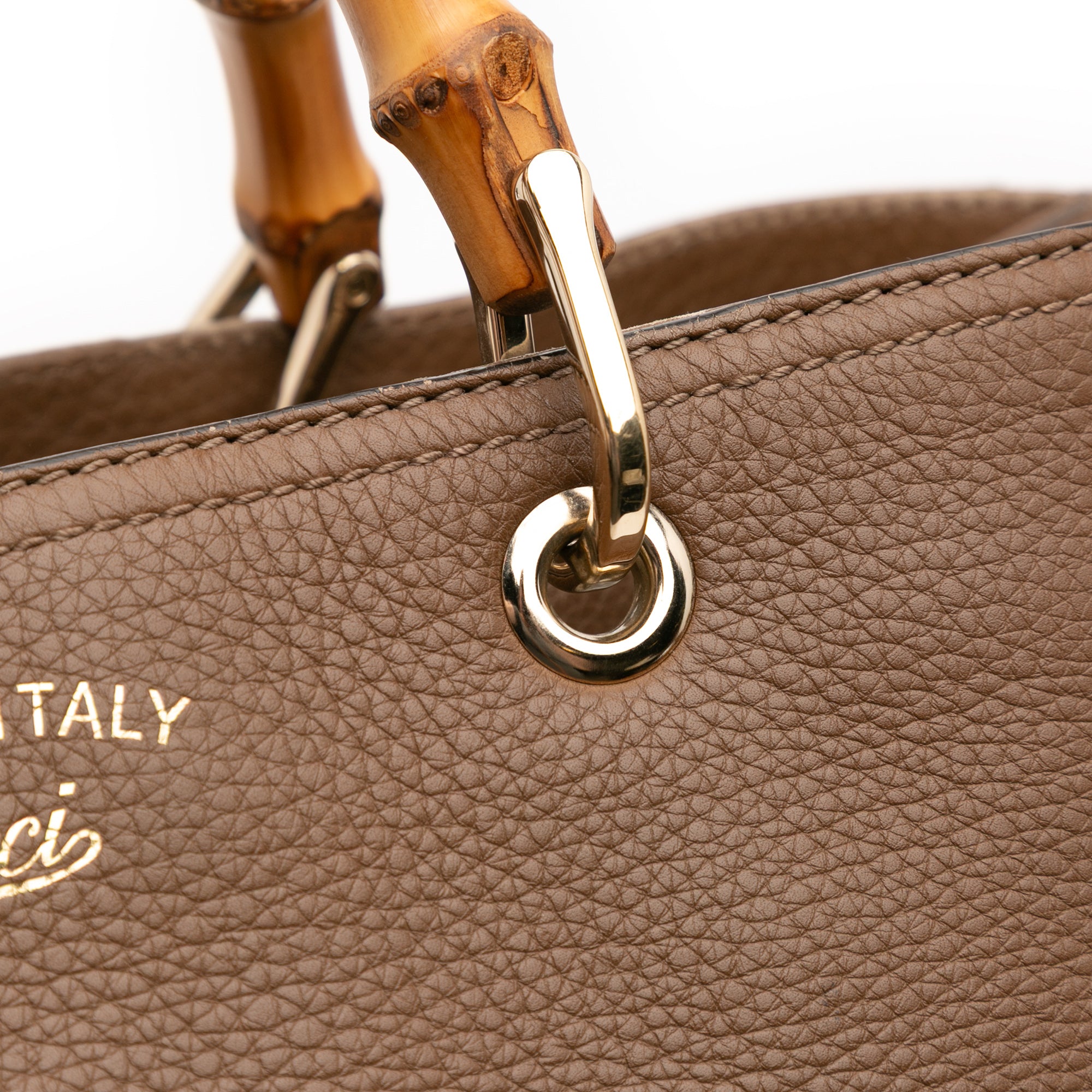 Large Calfskin Bamboo Shopper Satchel