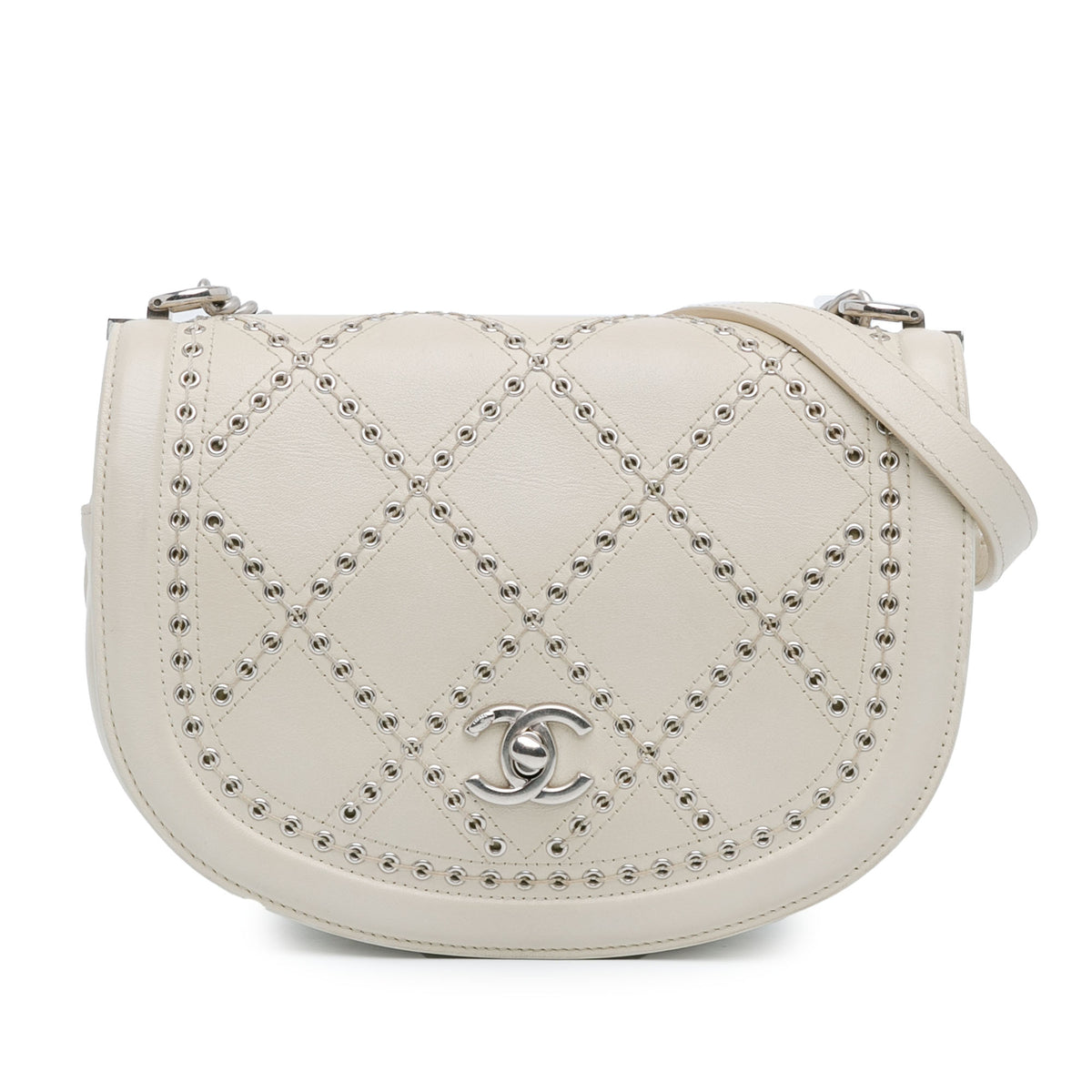 Small Calfskin Coco Eyelets Round Flap