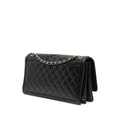 Jumbo Quilted Lambskin 3 Compartment Flap