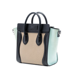Nano Tricolor Nubuck and Drummed Calfskin Luggage Tote