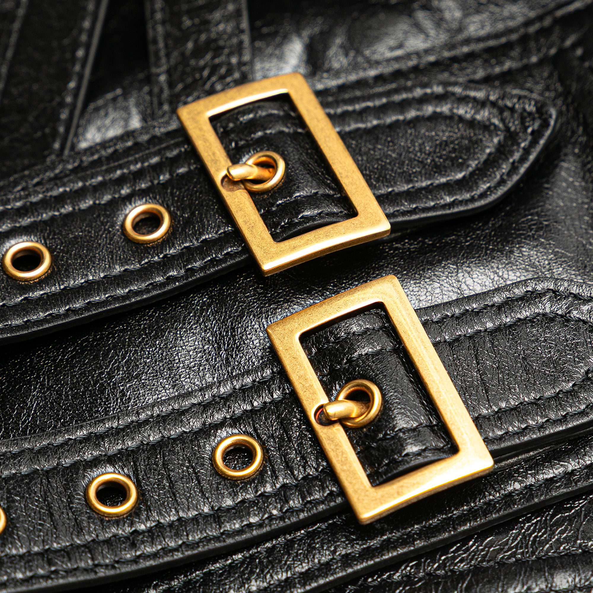 Crinkled Lambskin Saddle Belt Bag