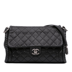 CC Quilted Washed Lambskin Studded Flap