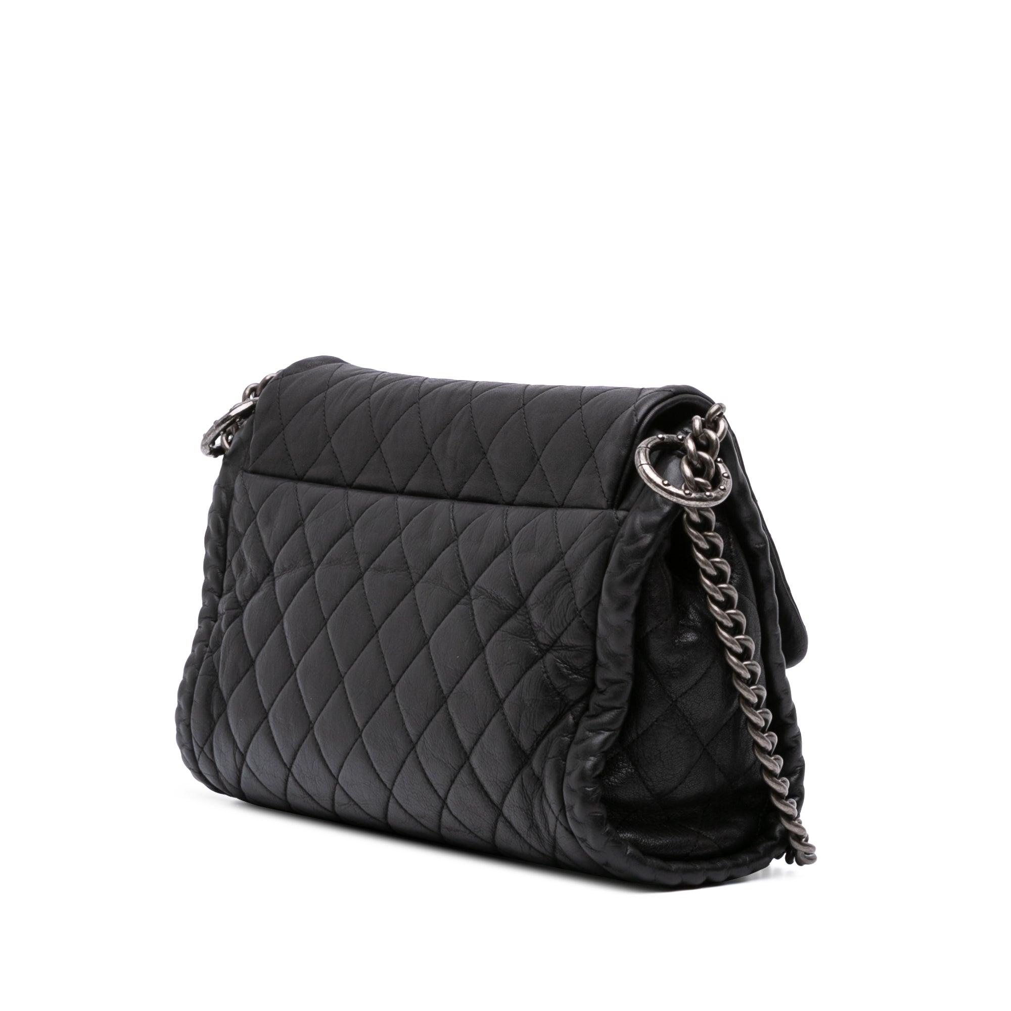 CC Quilted Washed Lambskin Studded Flap