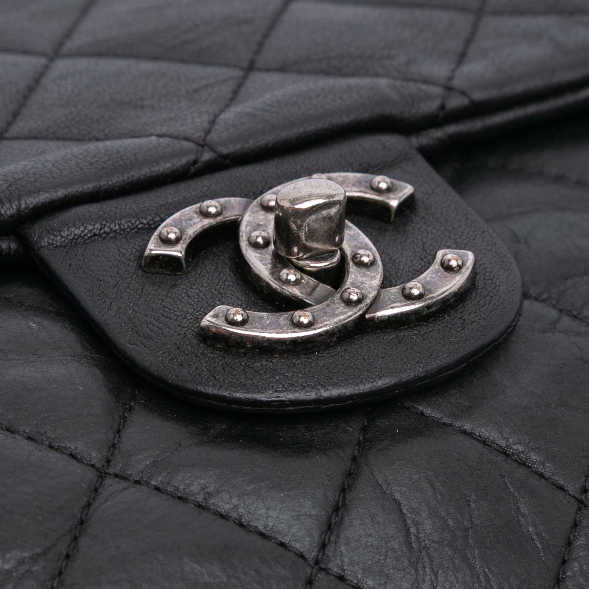 CC Quilted Washed Lambskin Studded Flap