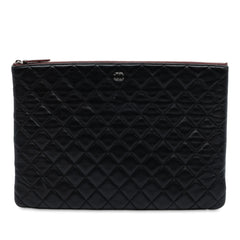 Large CC Quilted Lambskin O Case Clutch
