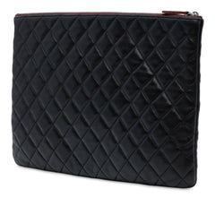 Large CC Quilted Lambskin O Case Clutch