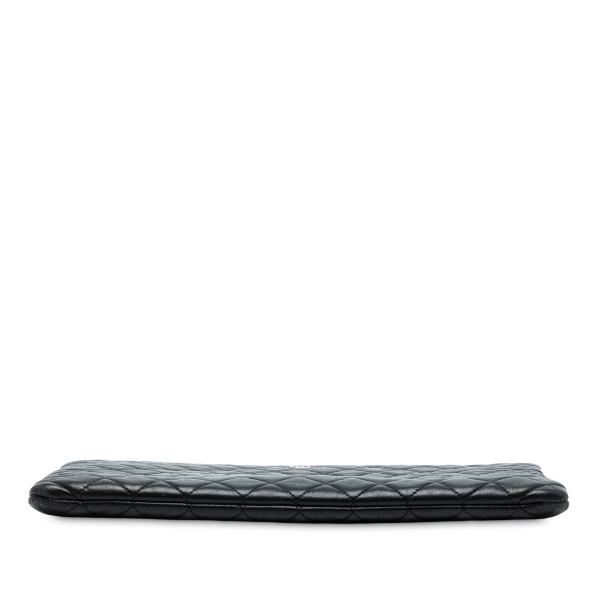 Large CC Quilted Lambskin O Case Clutch