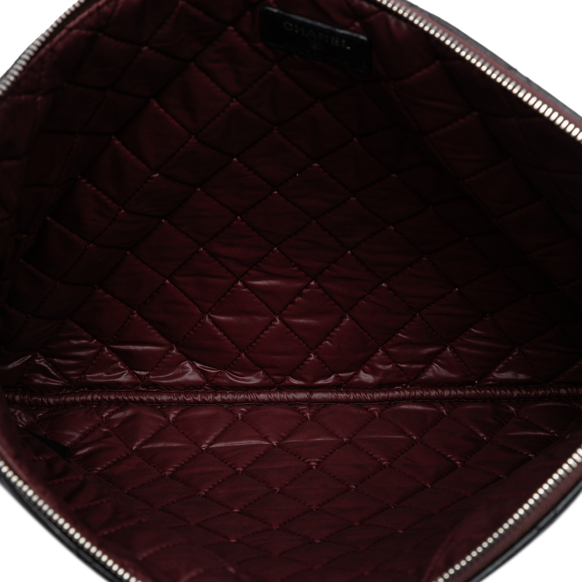 Large CC Quilted Lambskin O Case Clutch