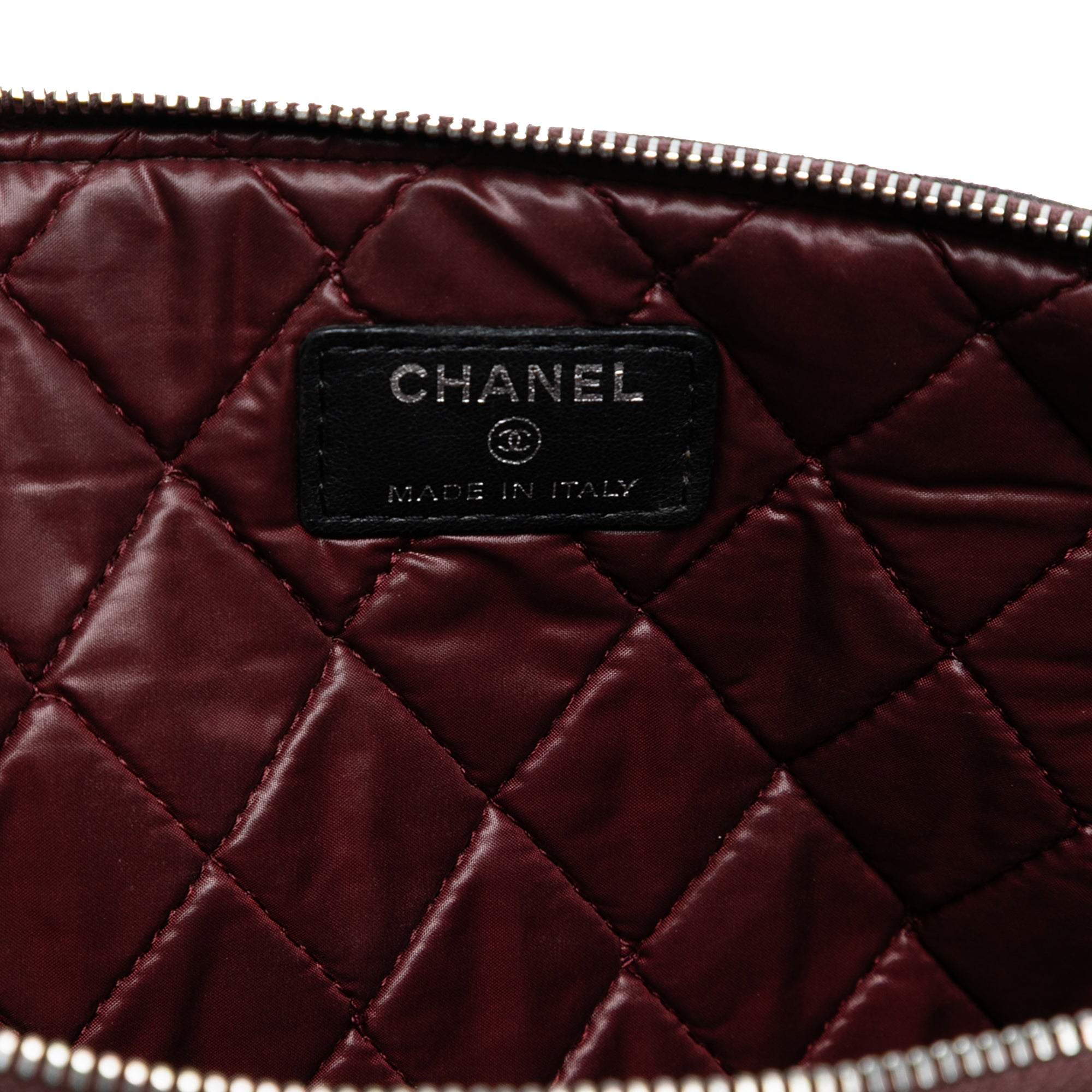 Large CC Quilted Lambskin O Case Clutch