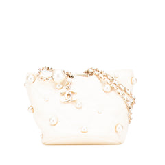 Mini Quilted Lambskin About Pearls Drawstring Bucket Bag