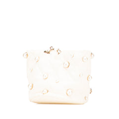Mini Quilted Lambskin About Pearls Drawstring Bucket Bag