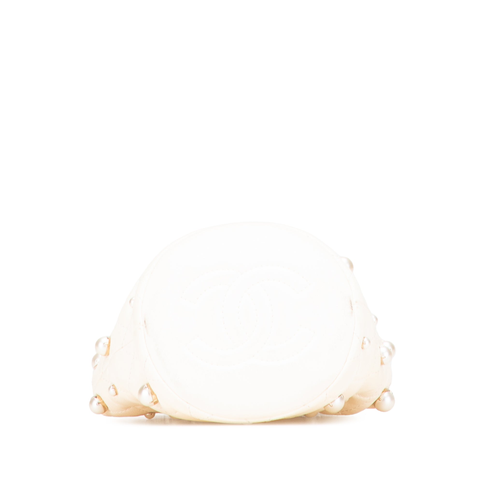 Mini Quilted Lambskin About Pearls Drawstring Bucket Bag