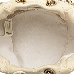 Mini Quilted Lambskin About Pearls Drawstring Bucket Bag