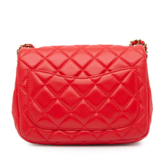 Mini Square Classic Lambskin Pearl Crush Flap