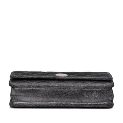 Quilted Iridescent Lambskin Tartan Button Wallet On Chain