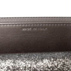 Quilted Iridescent Lambskin Tartan Button Wallet On Chain
