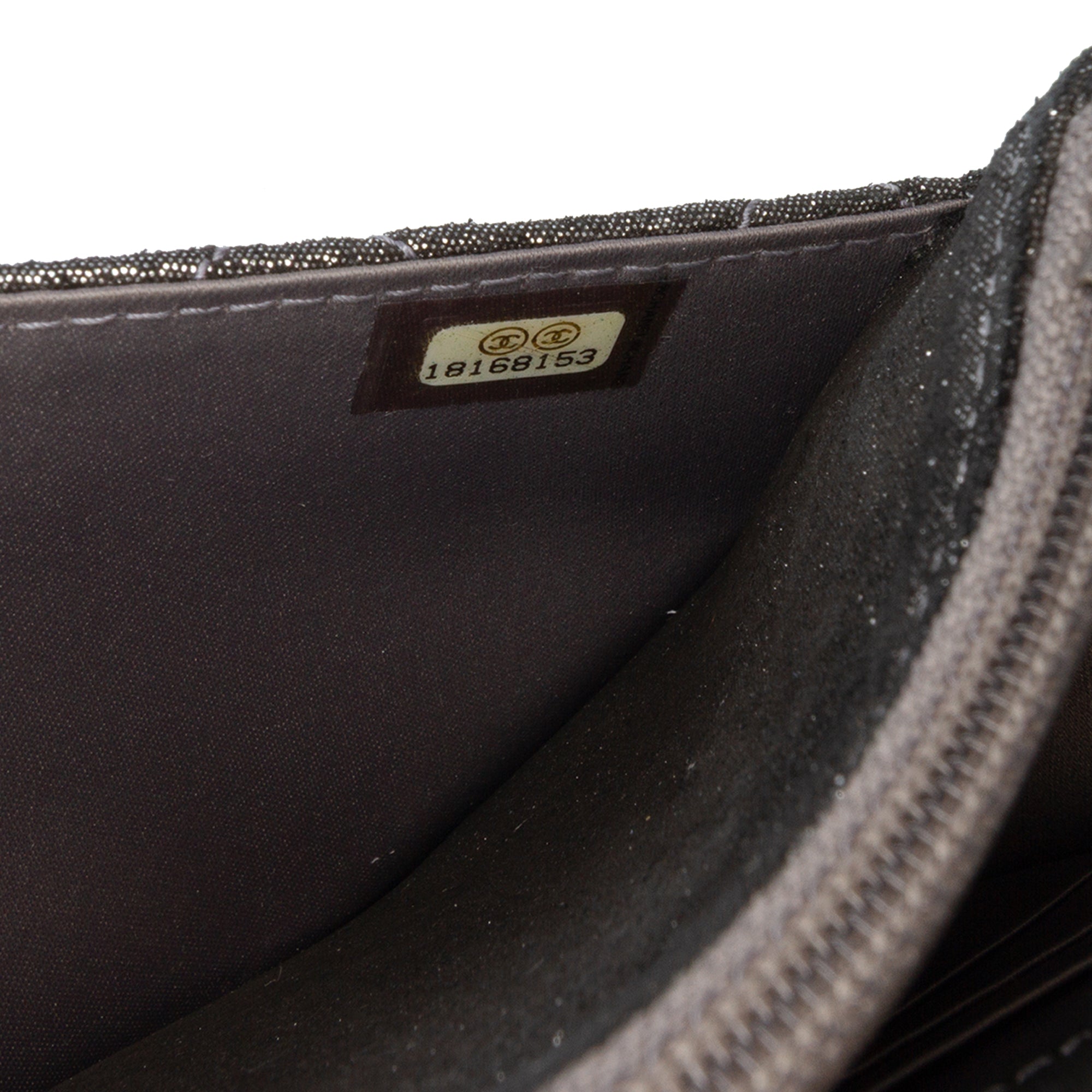 Quilted Iridescent Lambskin Tartan Button Wallet On Chain