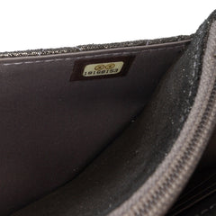 Quilted Iridescent Lambskin Tartan Button Wallet On Chain
