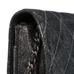 Quilted Iridescent Lambskin Tartan Button Wallet On Chain
