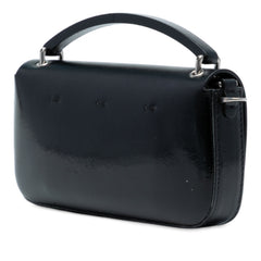 Calfskin and Patent Baguette Phone Pouch Satchel
