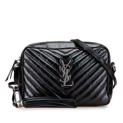 Cracked Shiny Calfskin Matelasse Tassel Monogram Lou Camera Bag