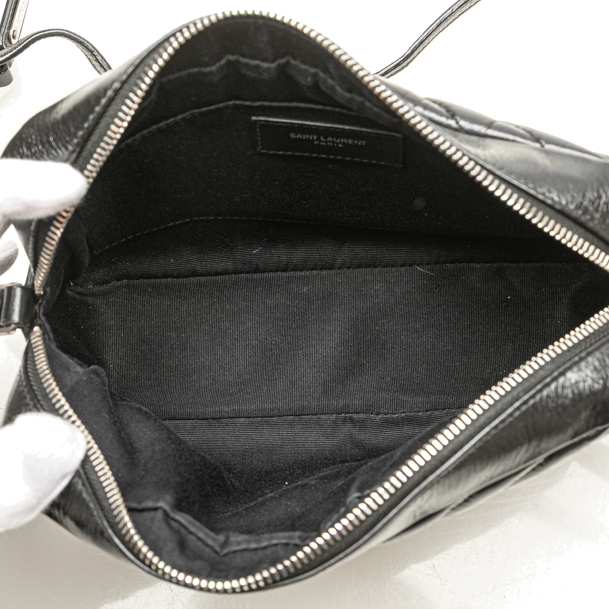 Cracked Shiny Calfskin Matelasse Tassel Monogram Lou Camera Bag