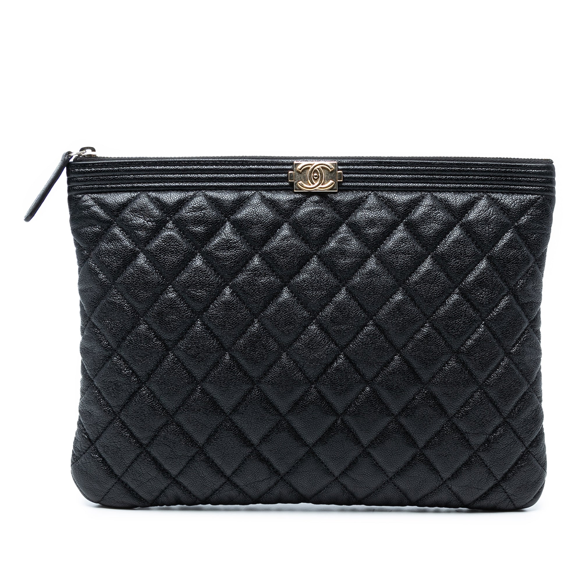 Medium Quilted Caviar Boy O Case Clutch