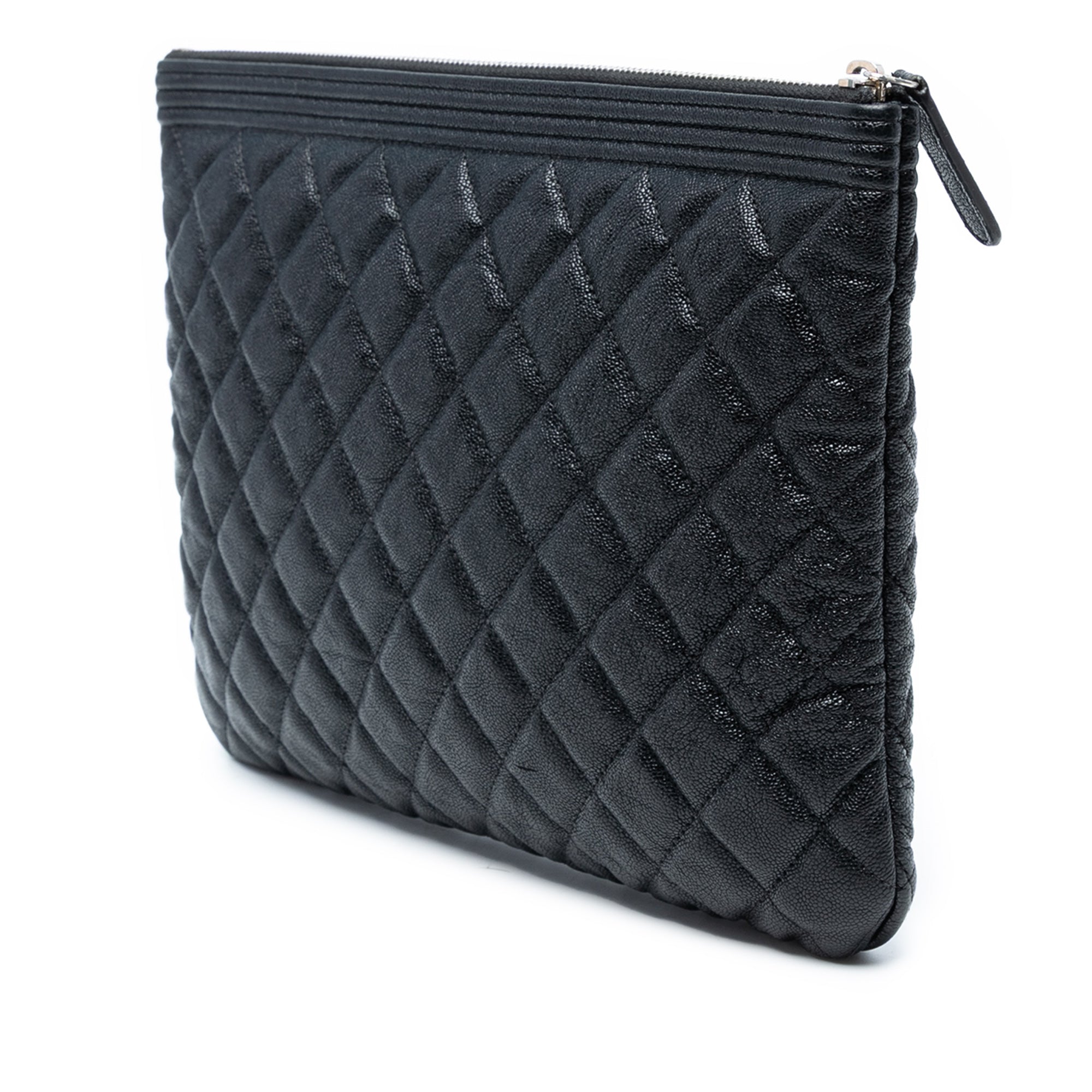 Medium Quilted Caviar Boy O Case Clutch