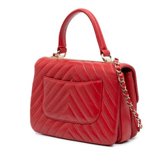 Small Chevron Lambskin Trendy CC Flap