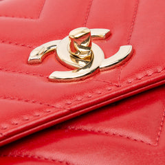 Small Chevron Lambskin Trendy CC Flap
