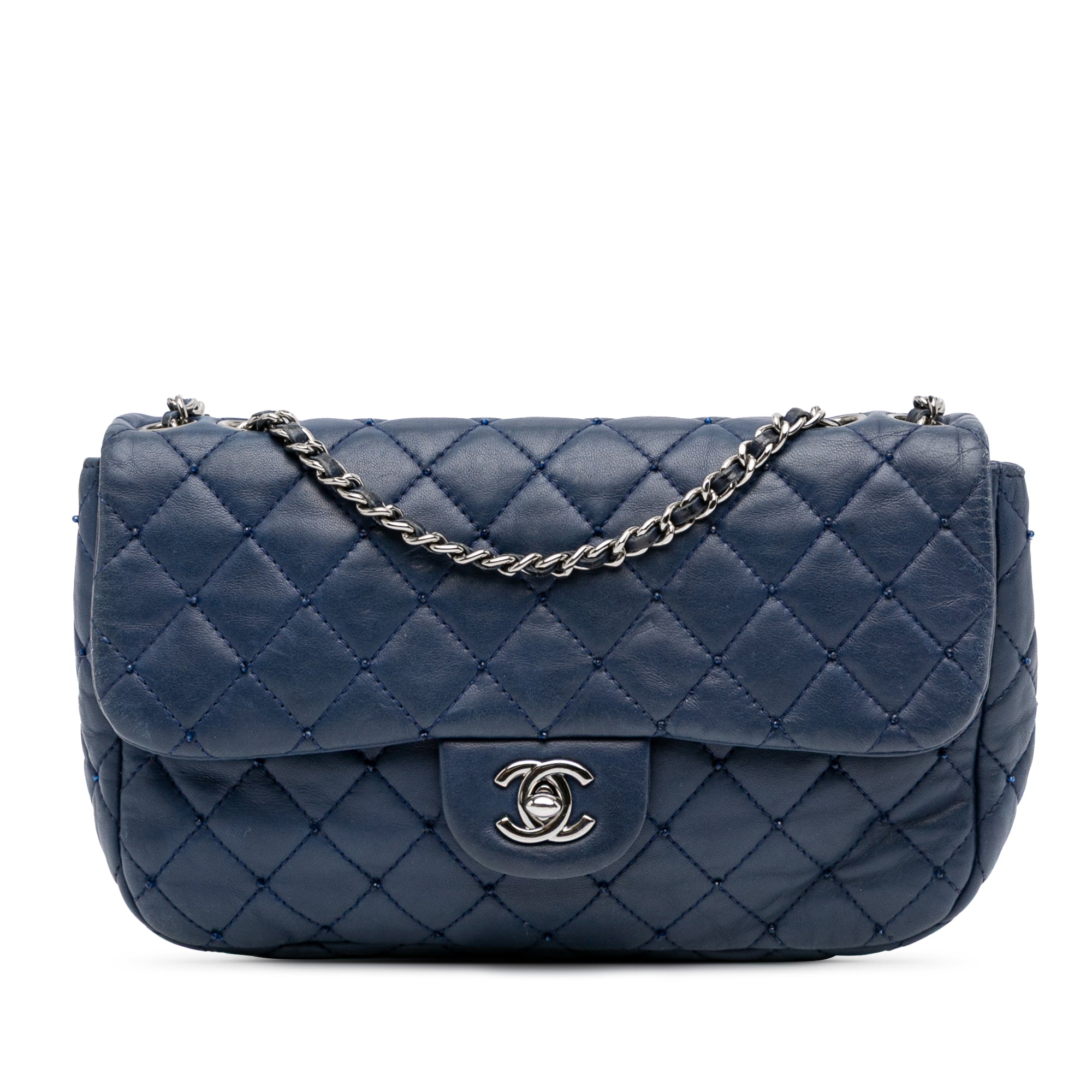 Small Quilted Lambskin Beaded Single Flap