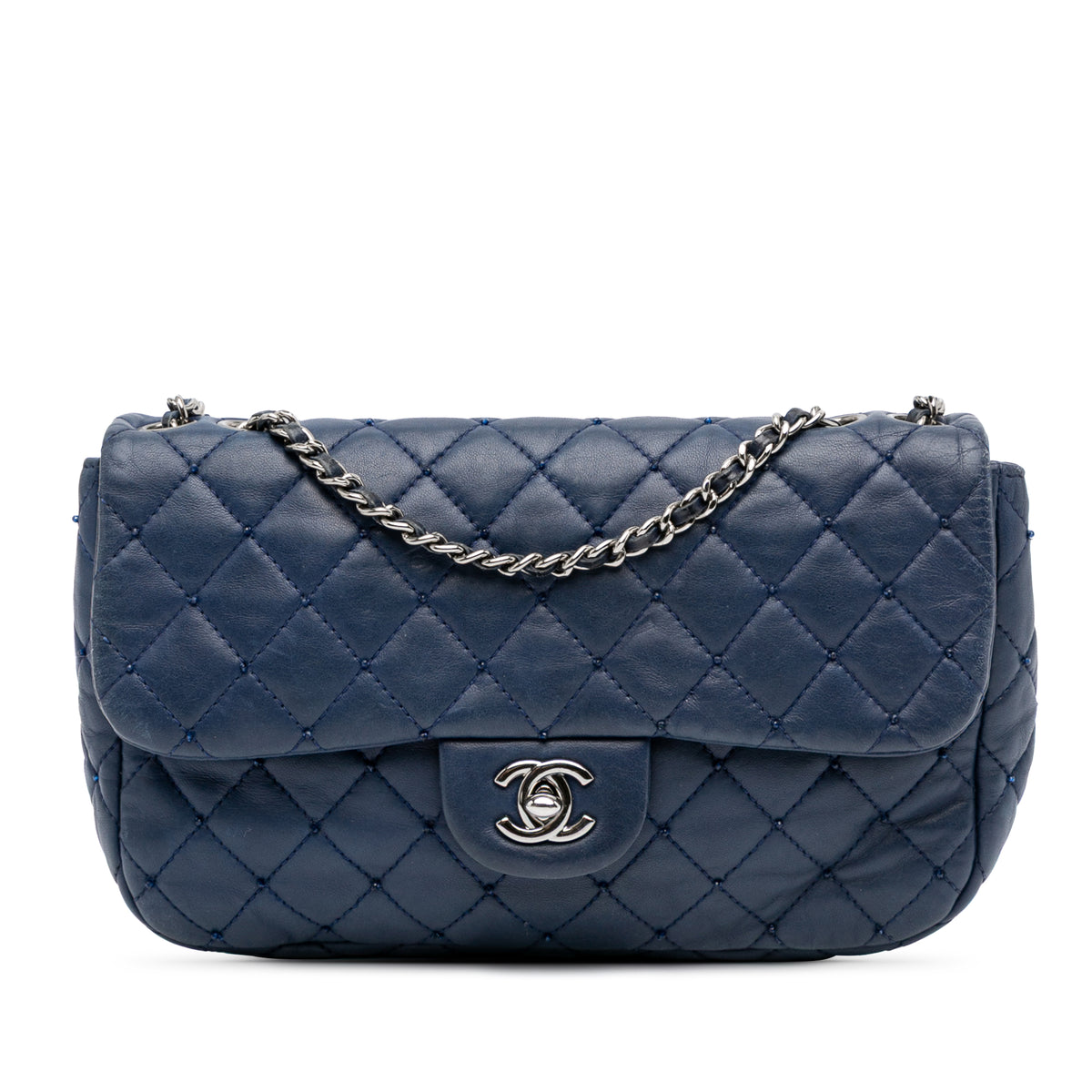 Small Quilted Lambskin Beaded Single Flap