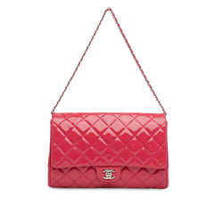 CC Quilted Patent Clutch with Chain_0