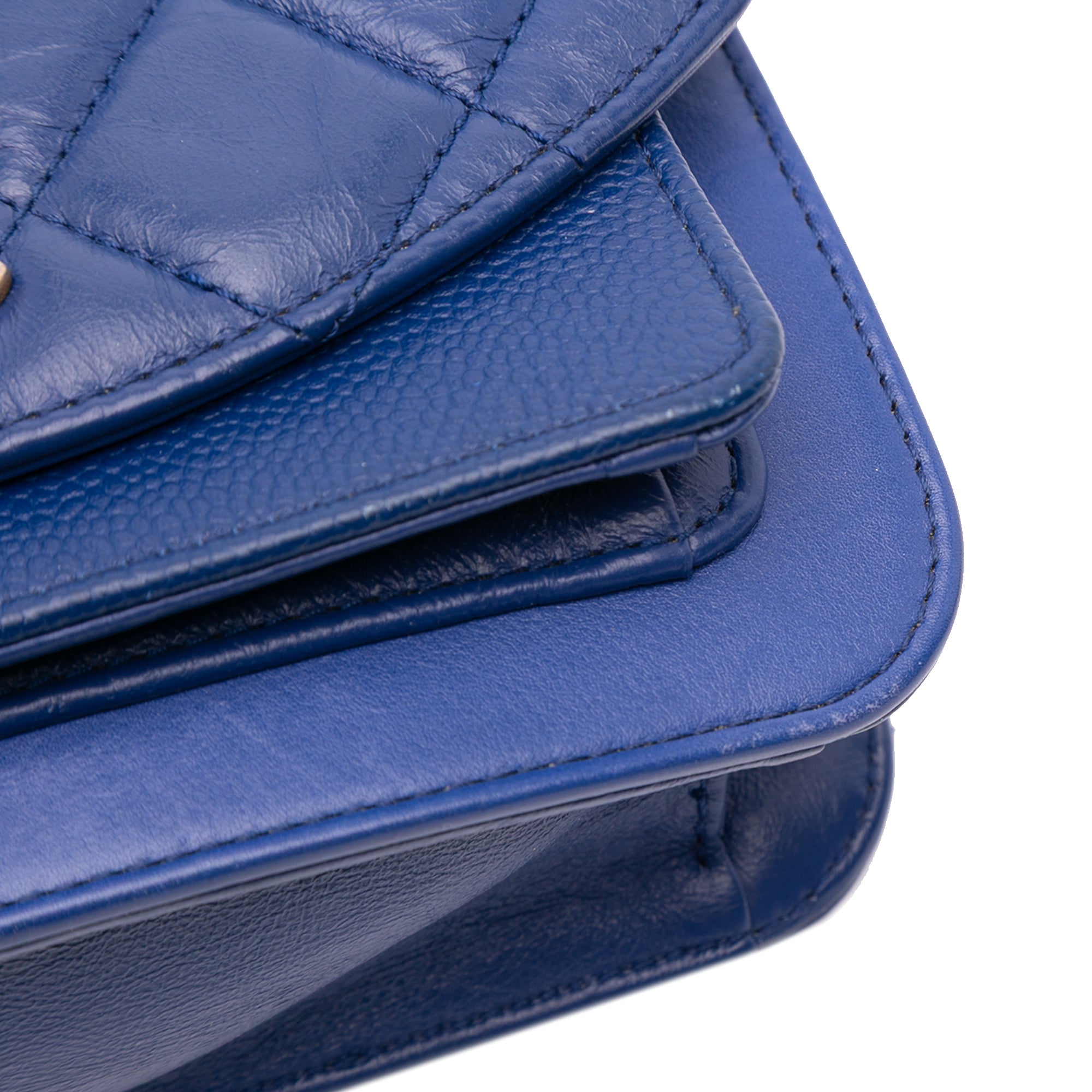 Mini Quilted Aged Calfskin and Caviar Chain Handle Flap