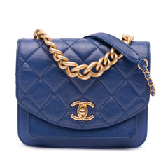 Mini Quilted Aged Calfskin and Caviar Chain Handle Flap
