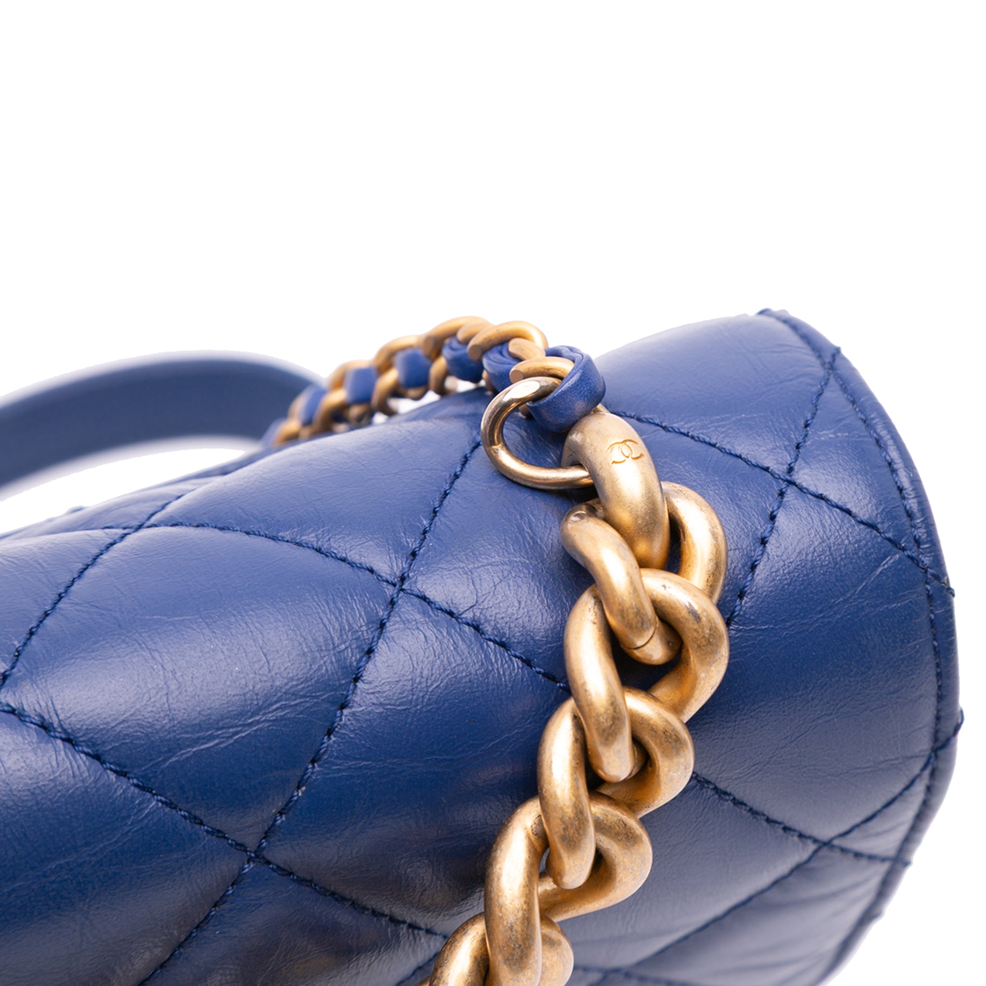 Mini Quilted Aged Calfskin and Caviar Chain Handle Flap