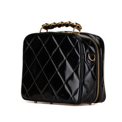 Small Quilted Patent Leather Chain Lunch Box Bag