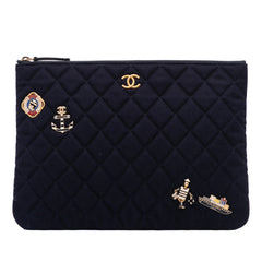 Paris Hamburg Medium Quilted Wool Coco Sailor Charms O Case Clutch