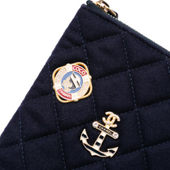 Paris Hamburg Medium Quilted Wool Coco Sailor Charms O Case Clutch
